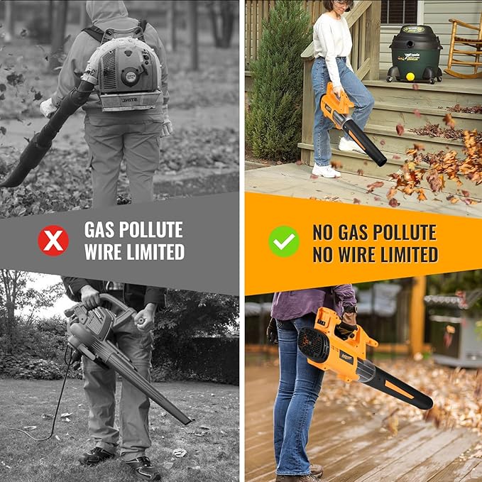 Cordless Leaf Blower Up to 520CFM Compatible with DEWALT 20V Max Battery (No Battery) Electric Leaf Blower Cordless with 5 Speed Modes Battery Powered Leaf Blowers for Lawn Care Yard