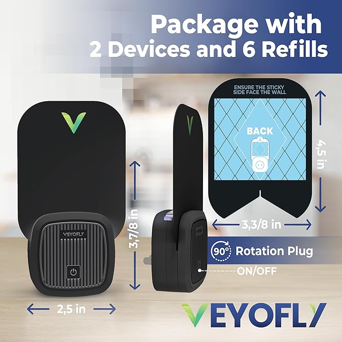 VEYOFLY Fly Trap Indoor Fruit Fly Traps for Indoors (2 Device + 6 Refills) Gnat Traps for House Indoor Fly Catcher Indoor Plug in Light Flying Insect Trap Bug Light Killer Fly Trap