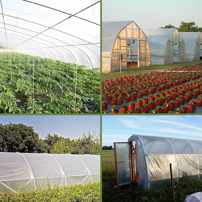 Greenhouse Plastic Sheeting 8 x 25ft 6 mil Clear Greenhouse Film UV Resistant Thickened Plastic Sheeting Heavy Duty Polyethylene Green House Plastic Cover(8 x 25ft)