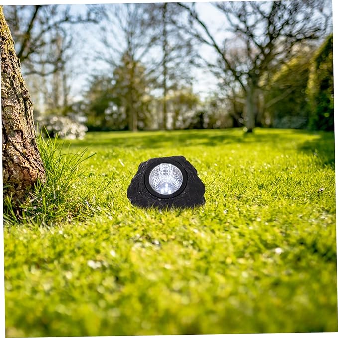 ARTIBETTER 2pcs Led Solar Power Spotlight for Outdoor Garden Decor Stone Shape Lawn Lamp High Brightness and Energy-Saving