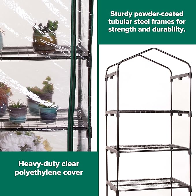 Gardman R687 4-Tier Mini Greenhouse 27 Long x 18 Wide x 63 High Black