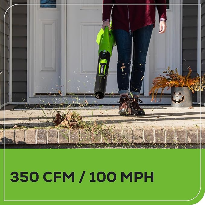 Greenworks 40V (100 MPH / 350 CFM) Cordless Axial Leaf Blower 2.0Ah Battery and Charger Included