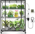 JESLED Indoor Greenhouse with Grow Light 3FT Full Spectrum 5000K LED Light for Seed Starting Tiered Lighting Control Built-in Timer &amp Thermo-Hygrometer Rolling Metal Plant Stand (35.4x13.8x59I