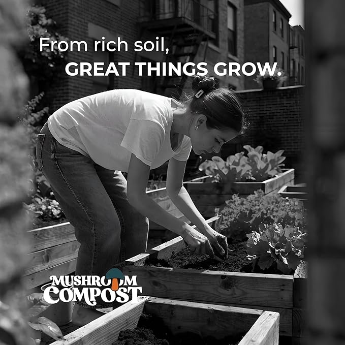 Mushroom Soil Compost Pail Organic Nutrient-Rich Garden Soil for Vegetables Flowers Raised Beds Lawn &amp Planting Mix (35 lb)
