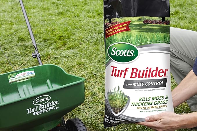 Scotts Turf Builder with Moss Control Moss Killer and Lawn Fertilizer Covers Up to 5000 sq. ft. 25 lbs.