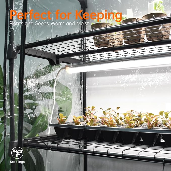 Bstrip Indoor Greenhouse with Grow Light Mini Green House with 4 Pack 20W Full Spectrum Plant Lights with Timer Plant Shelf with Tent for Indoor Plant Seed Starting Seed Tray 27.2x19.9x61.8