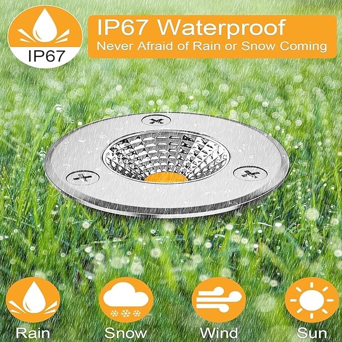 4 Pack LED Landscape Lights - 5W COB Waterproof Outdoor Recessed Spotlights Low Voltage Round Garden Lights for Patios Lawns Driveways &amp Decks (IP67 Blue AC85-265V)