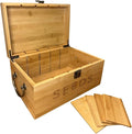 Bamboo Garden Seed Storage Organizer Box Wooden Seed Box with Removable Dividers Metal Handle and Latch Seed Keeper Organizer for Garden Seed Packets and Storage (10.59 x 7 x 5.12 in)