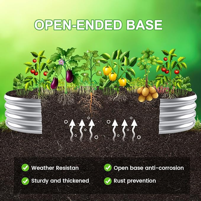 AHEONLAR 2pack 6×3×1ft Raised Garden BedOutdoor Galvanized Planter Boxes Oval Large Metal Raised Garden Beds for Vegetables
