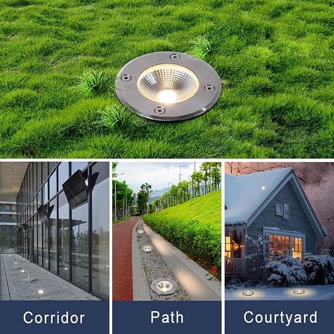 COB Underground Light Recessed Ground Light IP66 Waterproof AC85-110V LED Buried Lights for Garden Pathway Deck Step Stairs Driveway Landscape Spotlight