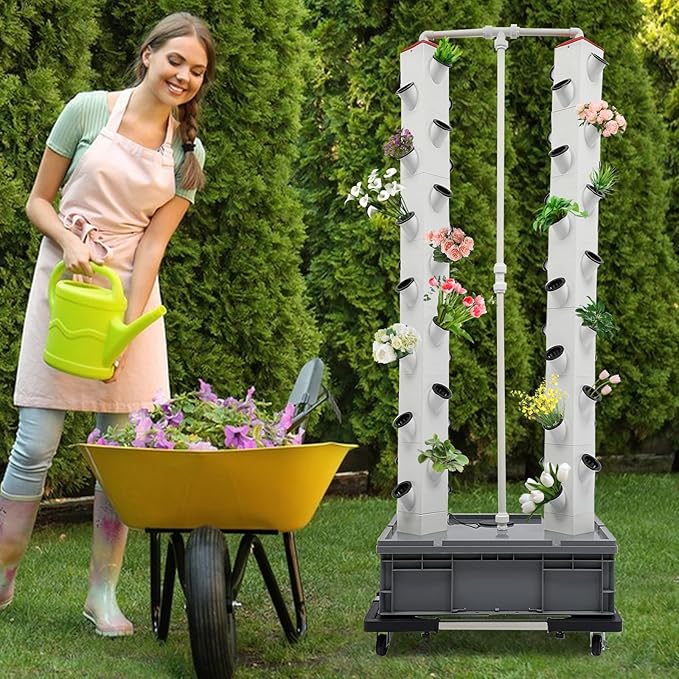 56 Pods Indoor Garden Hydroponics Growing System Vertical Garden with Water Pump Plant Germination Kit Aeroponic Veggie Flower Fruit Growth Pump System for Home