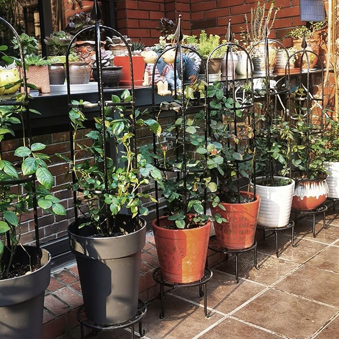 2pcs Garden Trellis for Climbing Plants 33.5in Outdoor Flowers Vine Supports Potted Plant Tower Obelisk Trellises Stands Balcony Vegetable Climbing Frame