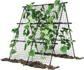 Cucumber Trellis Set A-Shaped Plant Holder with Garden Net &amp Plant Clips Adjustable Width Trellis Metal Plant Support for Climbing Plants Flowers Useful Plants 120 x 120 cm Black