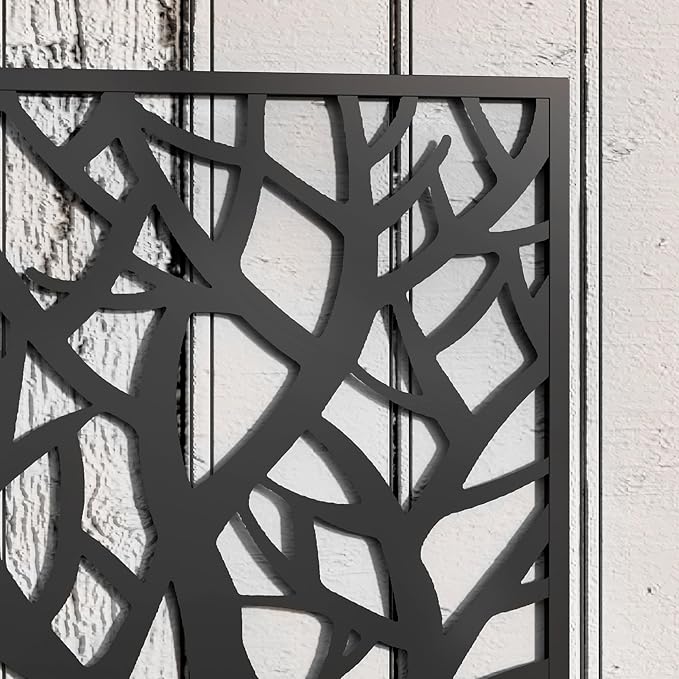 Outsunny Metal Raised Garden Bed with Trellis for Climbing Plants Freestanding or Wall Mounted Flower Bed with Privacy Panel Two Big Tree Cut-Outs Outdoor Planter Box for Garden Patio Balcony
