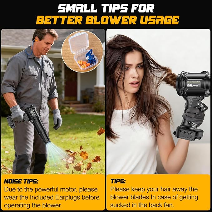 Brushless Cordless Leaf Blower Compatible for Dewalt 20V Battery(NO Battery) Mini Turbo Jet Blower With 2 Nozzles Lightweight &amp One-hand Use For Patio Garage Yard Snow Cleaning Car Dryer(Tool O