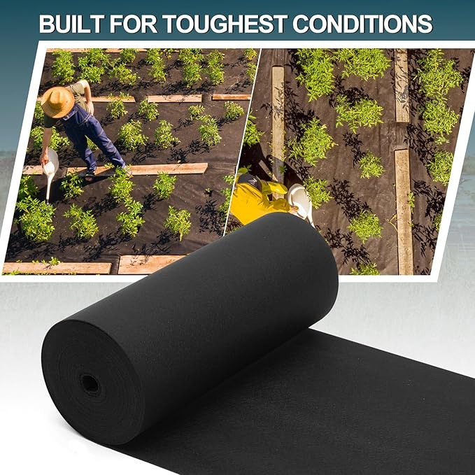 Non Woven Geotextile Fabric for Landscaping Black Weed Barrier Landscape Fabric for French Drains Underlayment Construction Projects Garden Drainage Erosion Control(6oz16in×50ft)