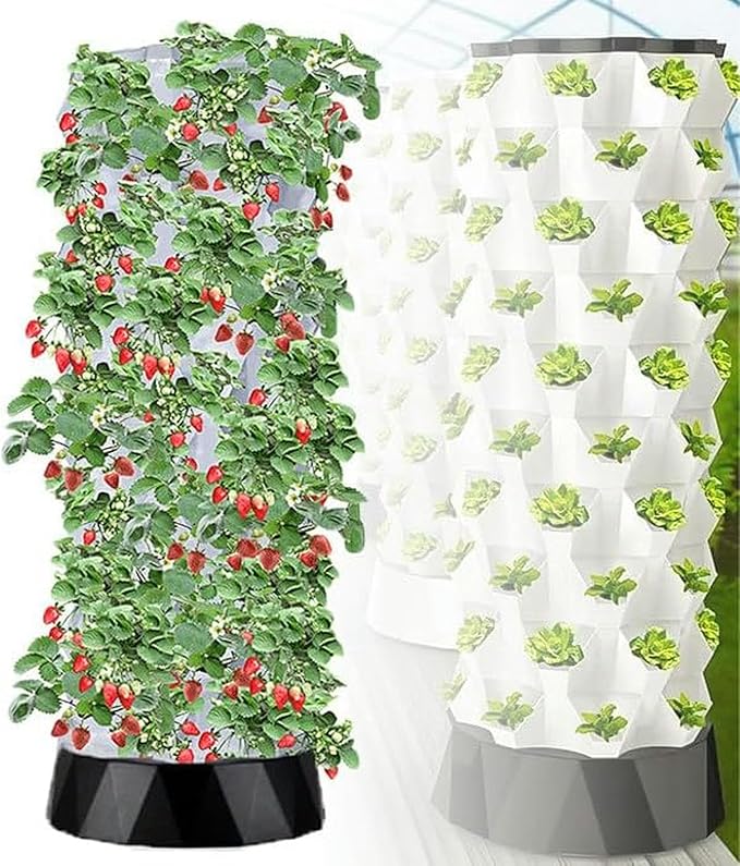 Intelligent Vegetable Growing Machine Abs Material + Timer Hydroponic Growing System for Fruits and Vegetables Aeroponic Tower for Seeding Beds48pots//1pc