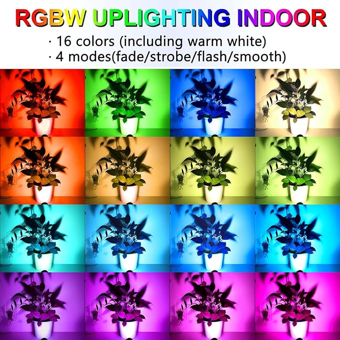 5W RGBW Landscape Lights 16 Color Changing Spotlight 110V 120V Outdoor Landscape Lighting with Remote for Yard Garden Pathway(2 Pack with Base and Stake)