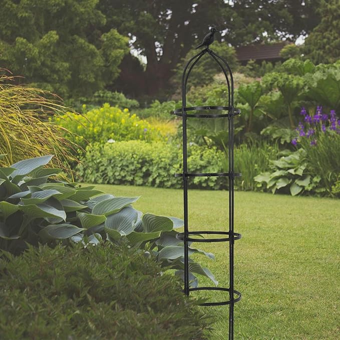 Housoutil Metal Bird Garden Trellis Climbing Plant Support Frame for Outdoor Patio and Flower Bed Decor 12.5 Diameter X 5.78ft Height Heavy Duty Steel Pergola for Roses and Cucumbers