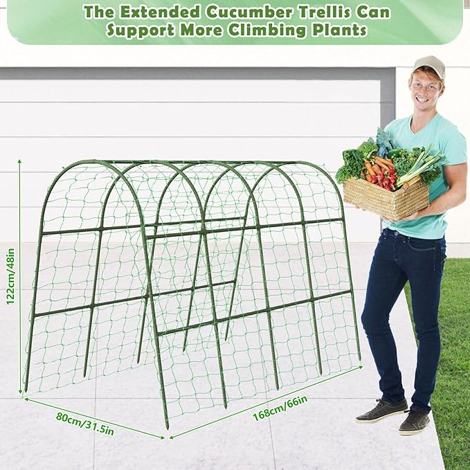 Cucumber Trellis for Raised Bed Large Size Garden Arch Trellis for Climbing Plants Outdoor Metal Garden Trellis for Spring Vegetables Cucumber Trelli for Tomato Bean Pea Grape Plant