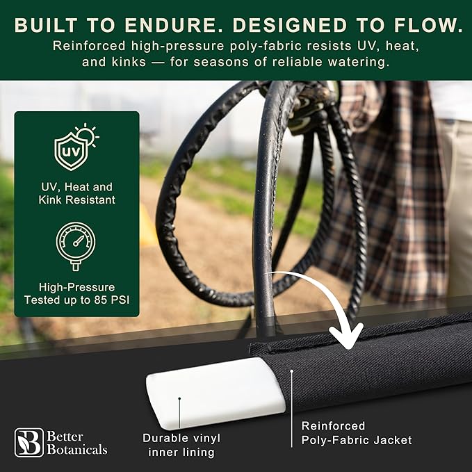 100 FT Flat Soaker Hose (2 × 50 FT) – Connectable Drip Irrigation Soaker Hose for Garden Beds Trees &amp Landscaping – Includes Stakes &amp Storage Straps