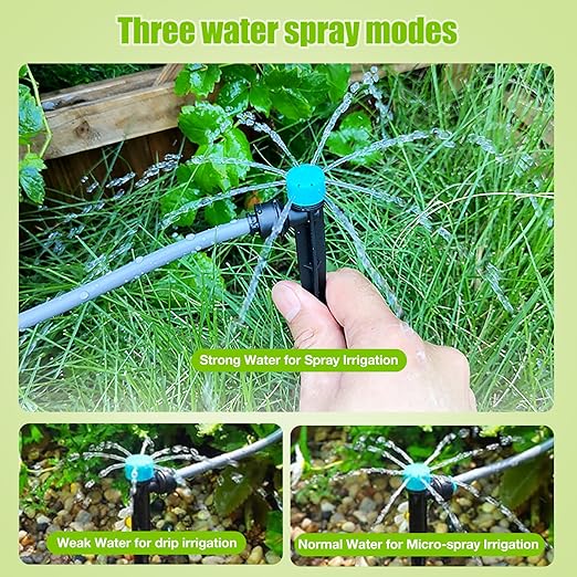 32FT Drip Irrigation System with Quick-Connect Automatic Garden Watering System with 1/4 &amp 1/2 Tubing with Y-Type Water Dsitributor Potted Plants DIY