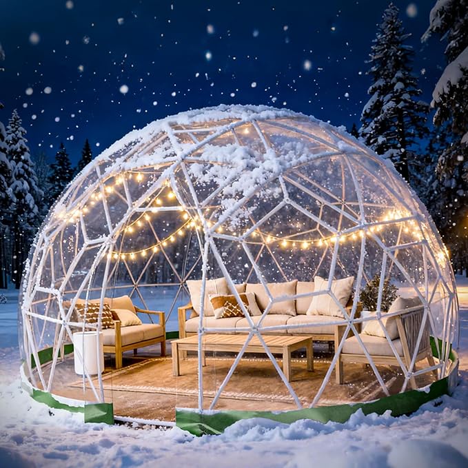 Garden Dome Tent 9.6/12/15 ft Outdoor Clear Bubble Tent for 2-8 Person All-Weather Geodesic Dome Greenhouse with Window &amp Door PVC Transparent Tent for Patio Camping Party