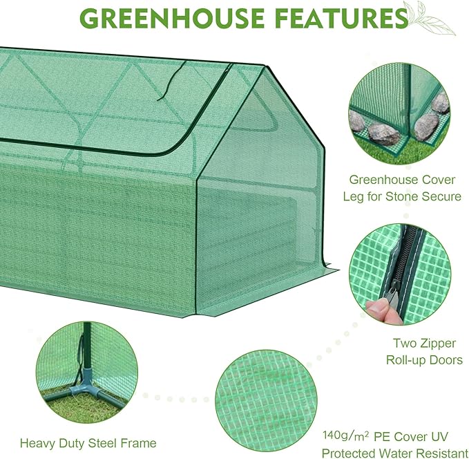 BPS Raised Garden Bed Set 6x3x1 FT Metal Bottomless Flower Bed with PE Cover for Outdoor Planting Green