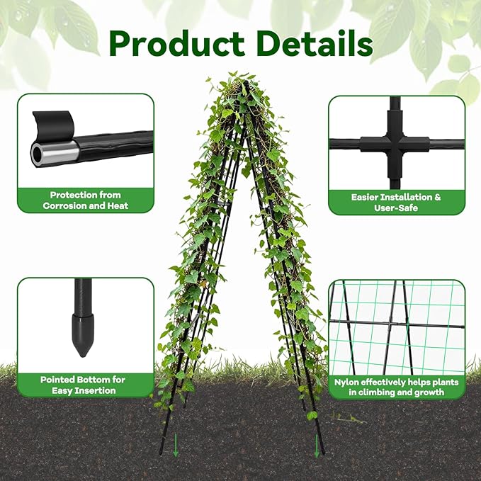 Cucumber Trellis - 49.4*49.4 Metal Garden Trellis for Climbing Plants Garden Trellis with Plastic-Coated Steel Pipe A Frame Trellis for Cucumbers Peas Morning Glories(Black)