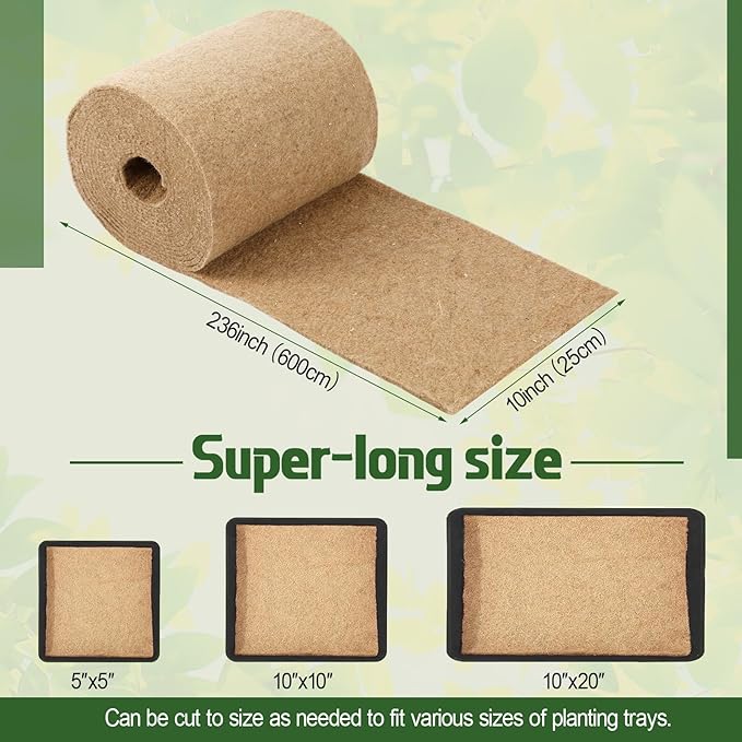 10 x 236 Microgreens Growing Mat Jute Fiber Grow Mats Extra Long Hydroponic Grow Pads for Wheatgrass Sprouts Hydroponics Seed Starter Trays Organic