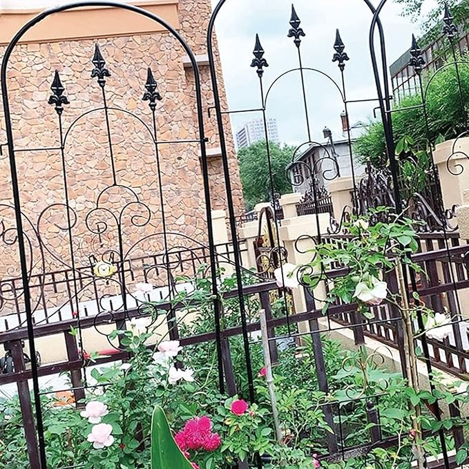 Metal Garden Trellis Climbing Clematis Plant Support Frame Large House Plant Trellis Indoor Heavy Duty Rustproof Black Iron Plant Trellis for Potted Plants SupportBlack220cm