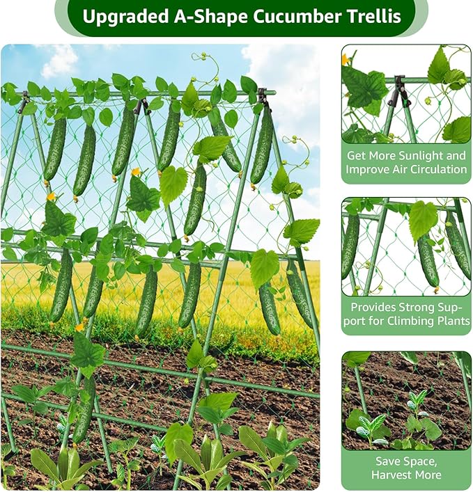 Cucumber Trellis for Raised Bed 47x52 inch A-Frame Metal Garden Trellis for Climbing Plants Outdoor Garden Trellis for Vegetables Cucumber Trellis for Fruit Vegetable Flower