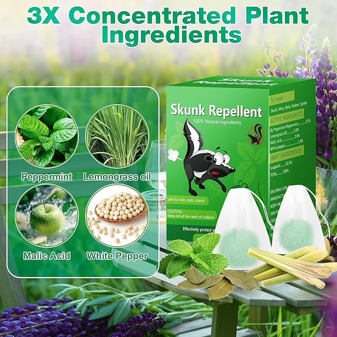 24 Pack Peppermint Skunk Repellent Raccoon Repellent Ball for House Garage Garden Indoor Raccoon Deterrent for Outdoor Keep Skunks and Raccoons Out Natural Ingredients Pet Safe Dark Green
