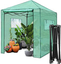 PexFix 6'x 5' Portable Walk-in Greenhouse Easy Setup Indoor/Outdoor 2 Roll-Up Mesh Windows Roll-Up Zipper Door Green