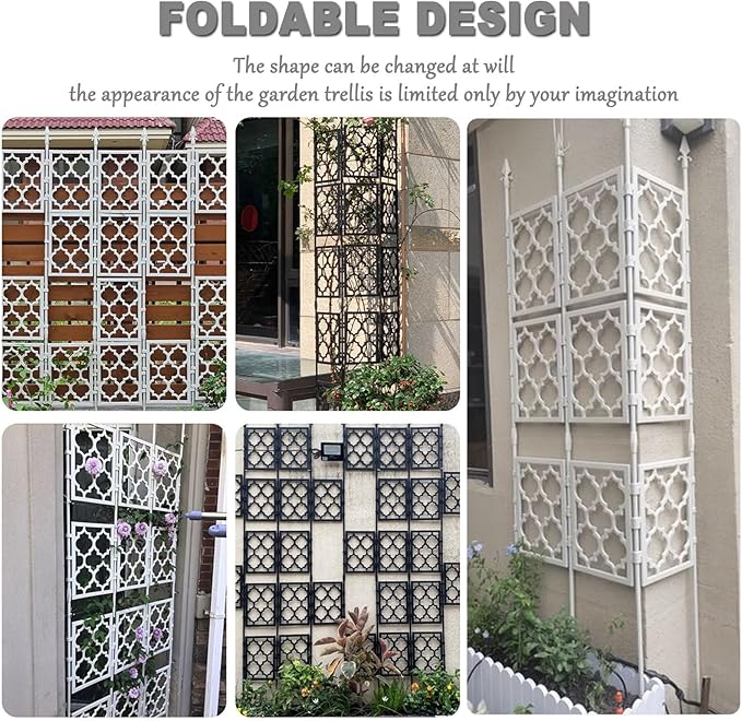 LTSRLL Decorative Fence - 1.5m/4.9ft 1.9m/6.2ft 2.30m/7.5ft 2.7m/8.8ft Tall Garden Trellis - Vegetables/Flower Pot Stake for Climbing Plants Support(White85cmx230cm)
