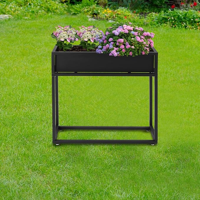 Elevated Planter Box Raised Garden Bed for Herbs and Flowers 28in Tall Rectangular Planter for Backyard Gardening Freestanding Plant Stand Raised Garden Planter for Indoor Outdoor Using