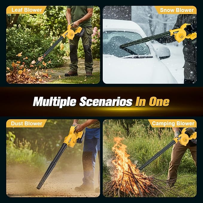 Leaf Blower- Brushless Electric Cordless Leaf Blower with Battery and Charger 3 Speed Mode Lightweight Cordless Blower for Blowing Leaves Patio Cleaning Blowers for Lawn Care and Dust