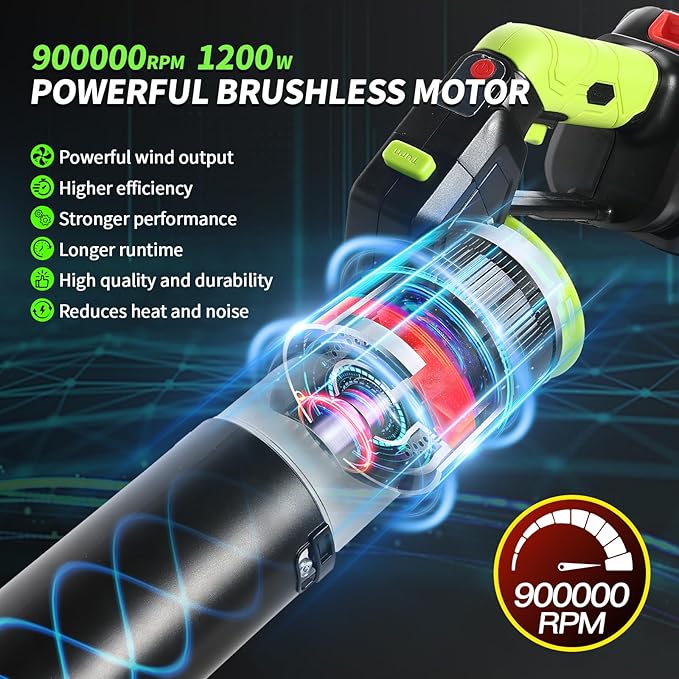 Leaf Blower Cordless 2in1 Electric Cordless Leaf Blower w/ 2 Batteries &amp Charger 4 Wind Speed 2 Handheld Modes 4.0/5.0AH Battery Lightweight Blowers for Patio Cleaning Lawn Yard Garage