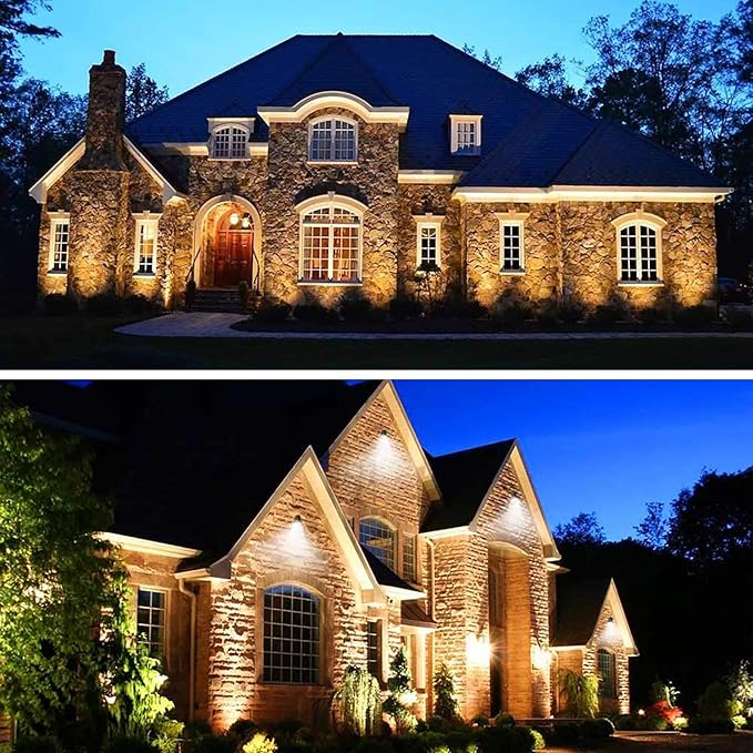 ZUCKEO 10W Landscape Lighting Low Voltage LED Landscape Lights IP66 Waterproof Landscape Spotlights Yard Lawn Garden Outdoor Lights 12V 24V 1000LM Warm White (12Pack with Connectors)