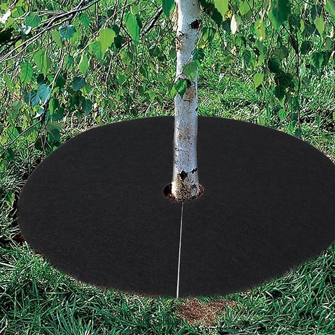 Non-Woven Tree Mulch 10pcs Non-Woven Fabric Tree Mulch Ring Thickened Tree Weed Barrier Mat Round Tree Protector Mat for Control Tree Mulch Mats