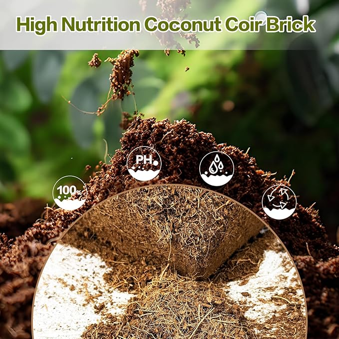 Cheardia 12 Packs High Nutrition Coconut Coir Brick High Expansion Coconut Fiber Substrate with Low EC and PH Balance Organic Coco Coir for Garden Soil Potting Flower Herbs Vegetables
