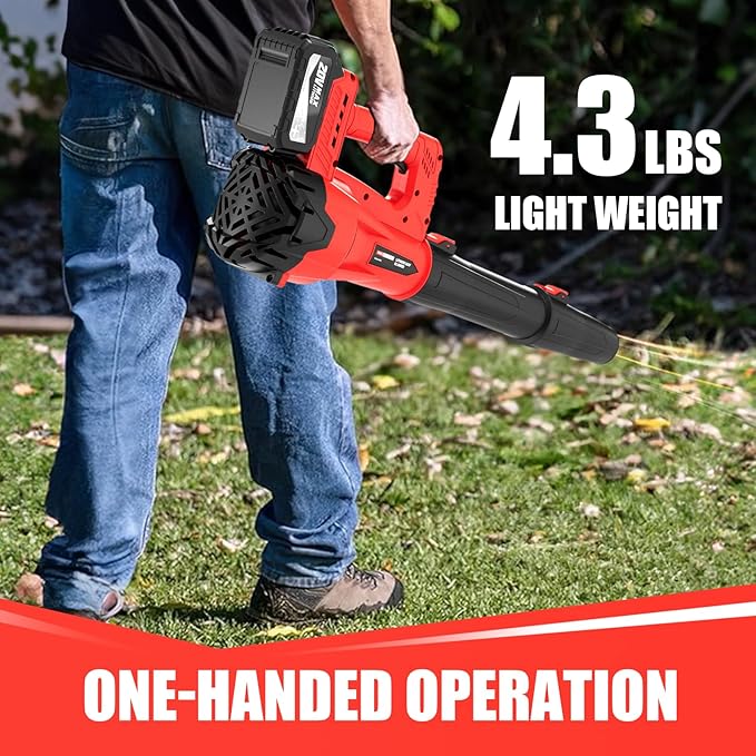 Leaf Blower Cordless Electric Brushless Leaf Blower with 2 * 4.0Ah Battery Powered Blowers for Lawn Care Blower with Extension Nozzle Battery Powered Blowers Leaf Cordless