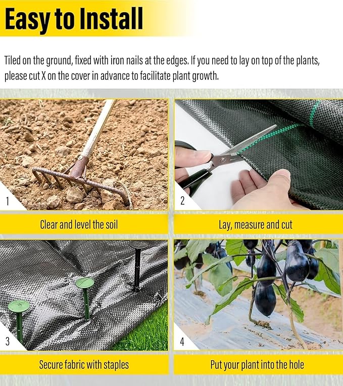Weed Barrier Fabric Roll for Garden Landscape &amp Planting 0.4m to 1.5m Wide Polypropylene Weed Control Ground Cover for Flower Beds &amp Pathways(1mx100m/3.3ftx328ft)