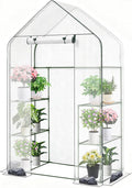 Twira Greenhouse for Outdoors 55.1 x 27.6 x 78.7 Walk in Plant Greenhouses Heavy Duty with Thicken PE Cover 3 Tiers 8 Shelves Greenhouse Plastic Portable Green House for Outside Patio Garden