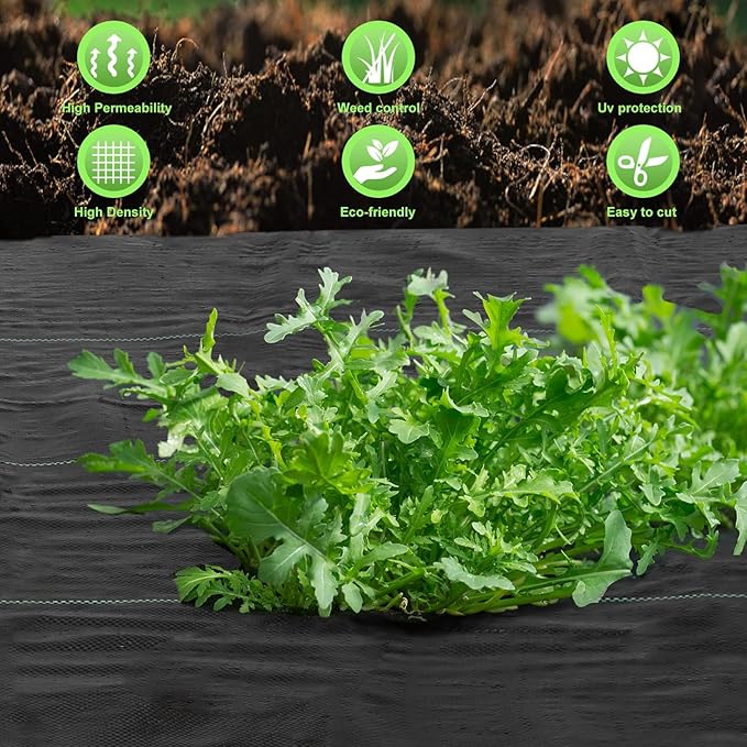 ABQ Weed Barrier Landscape Fabric 2.67Ft×300Ft (780sqft) 3.2oz Heavy Duty Weed Block Gardening Mat Garden Weed Control Ground Cover Cloth Fabric for Outdoor Underlayment Driveway