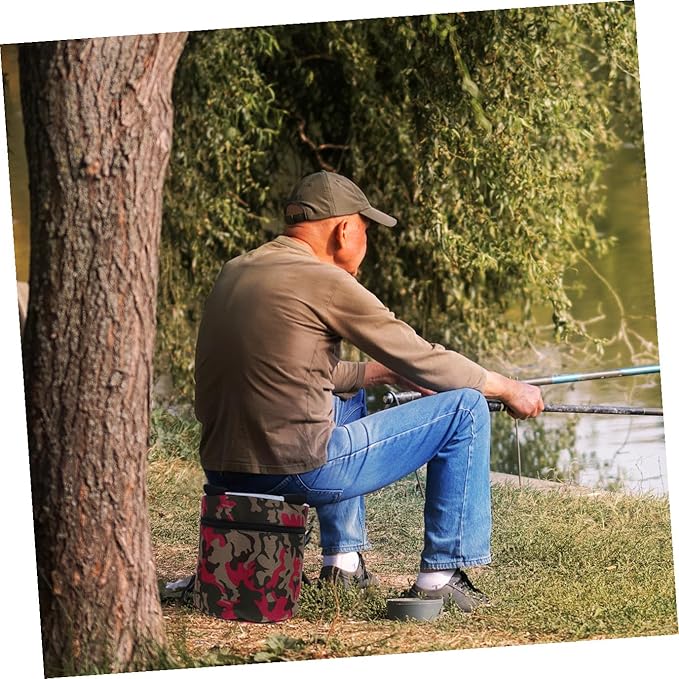 Portable Outdoor Field Work Stool with 25cm Height and Tool Pouch Small Lightweight Gardening and Camping Stool for Weeding Fishing and Farming Tasks Random Style