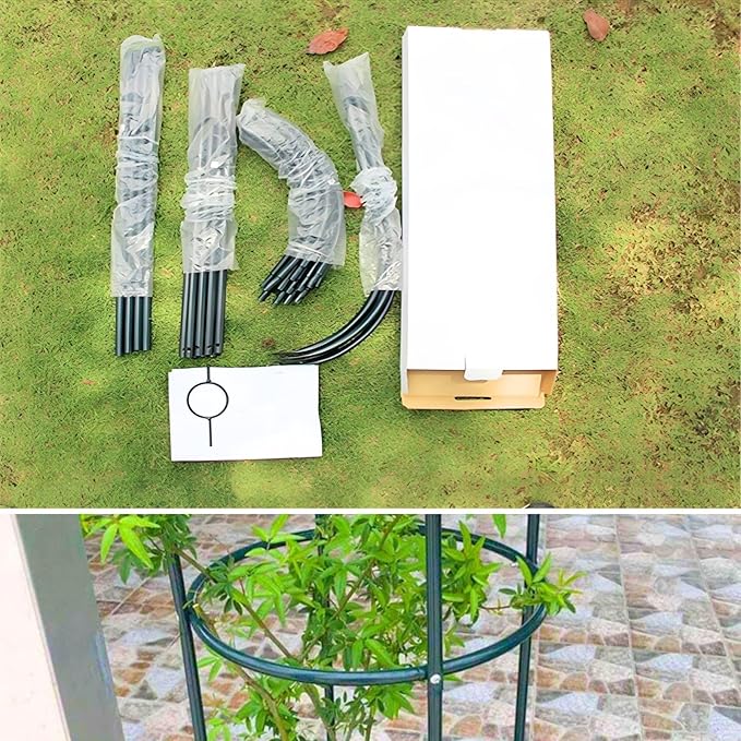 100% Metal Obelisk Trellis for Climbing Plants Outdoor Indoor 6.2Ft Tall Powder-Coated Thicken Steel Towering Plant Support Weather-Proof Garden Trellis for Vine Vegetables Flowers(White)