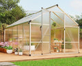 8x10 FT Greenhouses for Outdoors – Walk-in Polycarbonate Greenhouse with Roof Vent Lockable Swing Door Heavy-Duty Aluminum Frame Green House for Garden Backyard Patio (Silver)