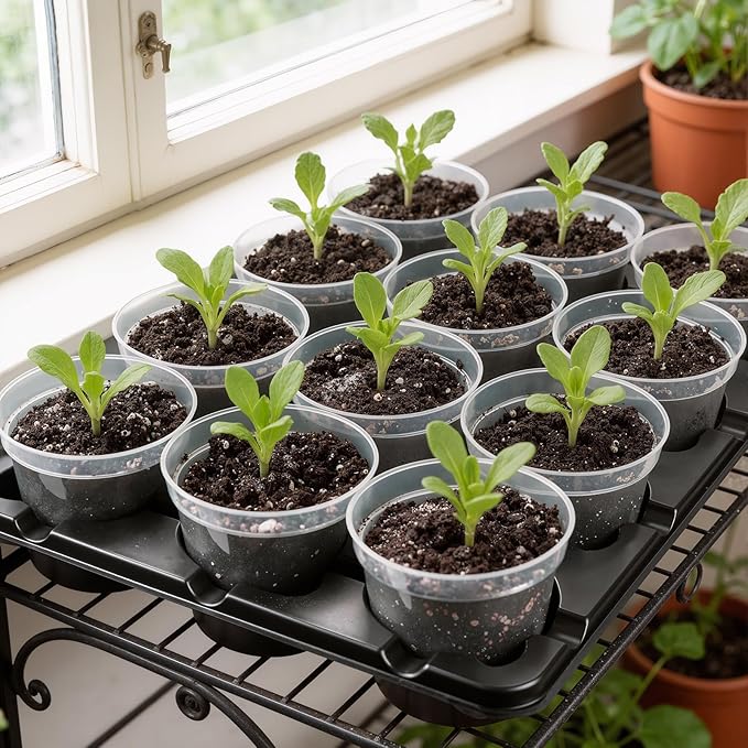 homenote 4 Inch Seed Starting Trays 5 Pack 12-Cell Seedling Starter Trays for Indoor Outdoor Growing Plant Starter Germination Trays for Pots Seedlings Compatible with 4 Nursery Pots