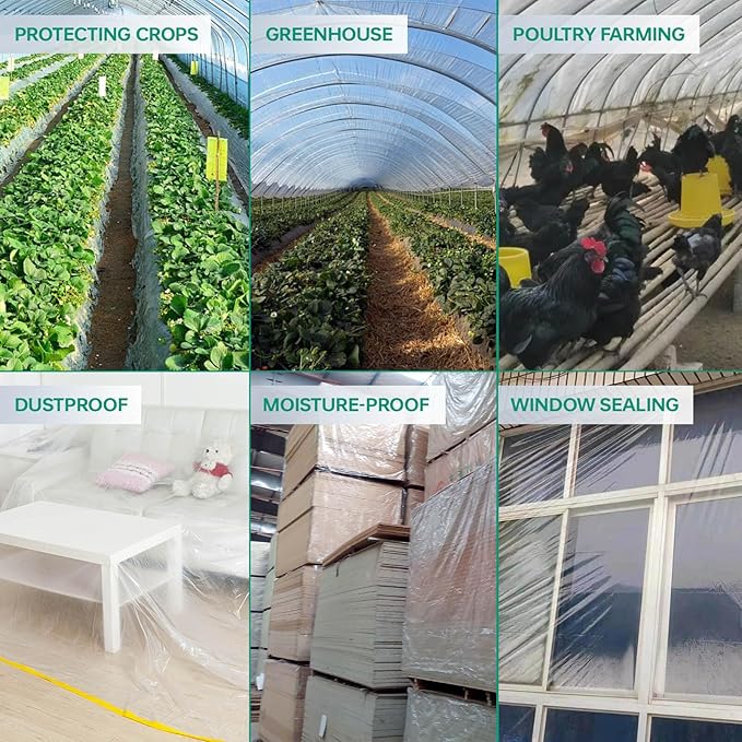 6Mil Greenhouse Covering 25x40FT Thick Durable Sheeting with Anti-Drip Gardening &amp Agriculture Film for Plants Farming and Crop Protection (25X40FT)